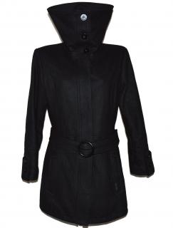 Vlněný dámský černý kabát s páskem Kenvelo Elements XL
