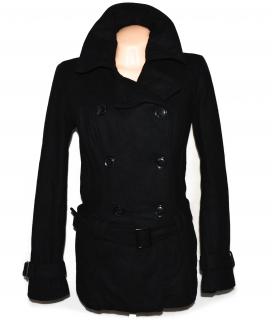 Vlněný dámský černý kabát s páskem Orsay 40