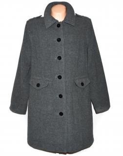 Vlněný dámský dlouhý šedý kabát Mia Linen XXL