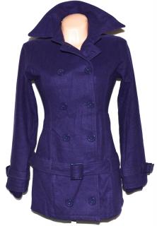 Vlněný dámský fialový kabát s páskem Ichi S