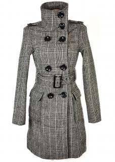 Vlněný dámský hnědý dlouhý kabát s páskem AMISU 36, 38