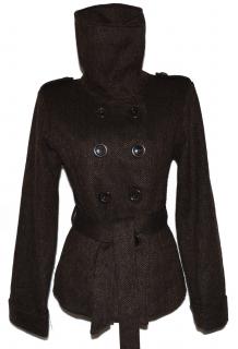 Vlněný dámský hnědý kabát s páskem Evie 46