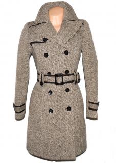 Vlněný dámský hnědý kabát s páskem ORSAY 38, 40
