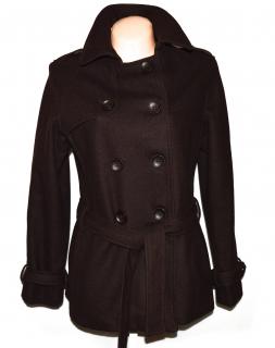 Vlněný dámský hnědý kabát s páskem Version Sud L