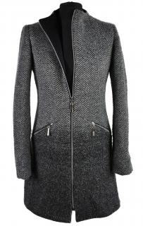 Vlněný dámský šedočerný kabát na zip Jopess 36