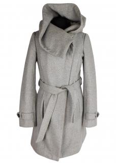Vlněný dámský šedý kabát na zip křivák PROMOD  S*