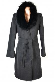 Vlněný dámský šedý kabát s kožíškem F&F 42