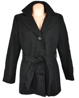 Vlněný dámský šedý kabát s páskem Canda 44