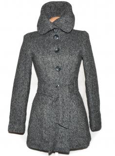 Vlněný dámský šedý kabát s páskem Clockhouse S