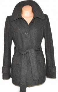 Vlněný dámský šedý kabát s páskem H&M XL