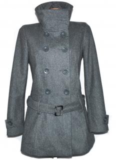 Vlněný dámský šedý kabát s páskem John Baner M