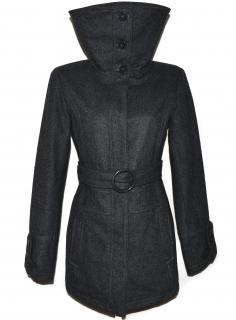 Vlněný dámský šedý kabát s páskem Kenvelo Elements M