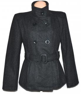 Vlněný dámský šedý kabát s páskem L