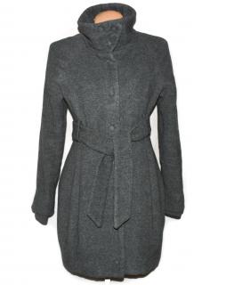 Vlněný dámský šedý kabát s páskem Orsay L