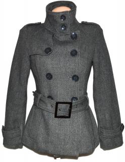 Vlněný dámský šedý kabát s páskem S
