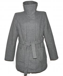 Vlněný dámský šedý zateplený kabát s páskem BPC 18/44