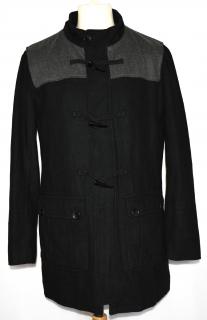 Vlněný pánský černý kabát na zip, vidlice OFFICERS CLUB M