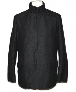 Vlněný pánský šedočerný kabát M/L