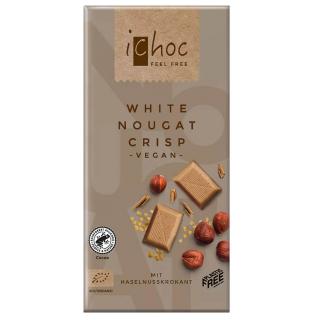 iChoc Bio Rýžová čokoláda bílá nugátová 80 g