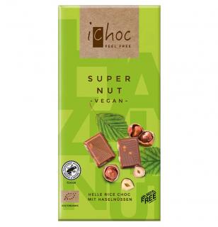 iChoc Bio Rýžová čokoláda s lískovými oříšky 37% 80 g