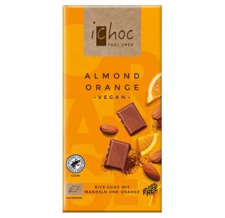 iChoc Bio Rýžová čokoláda s mandlemi a pomerančem 80 g