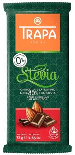 TRAPA Hořká čokoláda se stévií (80%) 75g