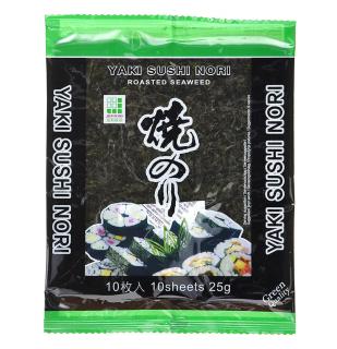 Yaki Sushi Nori Green pražené mořské řasy 25g (10 plátků)