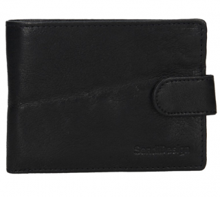 Černá kožená peněženka s přezkou a ochranou RFID SendiDesign