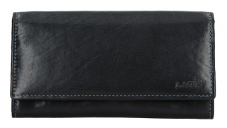 Černá podlouhlá kožená peněženka Lagen
