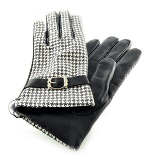Černobílé dámské kožené rukavice Velikost: 7,5