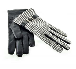 Černobílé dámské kožené rukavice Velikost: 8