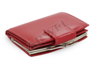 Červená kožená rámová peněženka