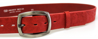 Červený vzorovaný kožený dámský opasek 105 cm - Penny Belts