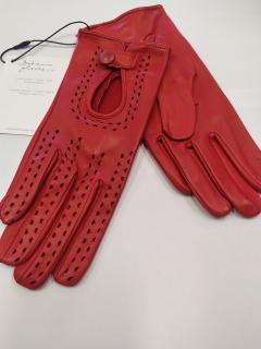 Dámské kožené řidičské rukavice Bohemia gloves - červené Velikost: 7,5