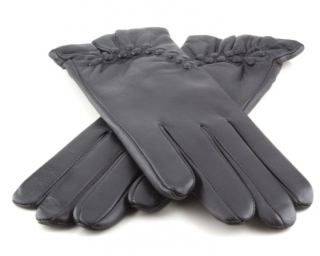 Dámské kožené rukavice Bohemia Gloves s nařasením  - černé Velikost: 6,5