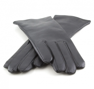 Dámské kožené rukavice s gumičkou v dlani Bohemia Gloves - černé Velikost: 7,5