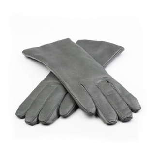 Dámské kožené rukavice s gumičkou v dlani Bohemia Gloves - šedé Velikost: 7