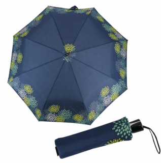 Dámský deštník Doppler Mini Fiber - modrý vzor lístky