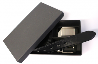 Dárkový set s černým koženým opaskem 115 cm - Penny Belts