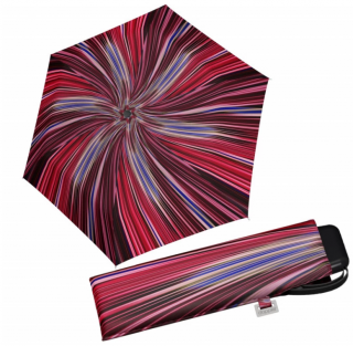 Deštní Doppler placatý carbonsteel mini slim - barevný proužek červený