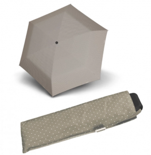 Deštní Doppler placatý carbonsteel mini slim - šedý puntík