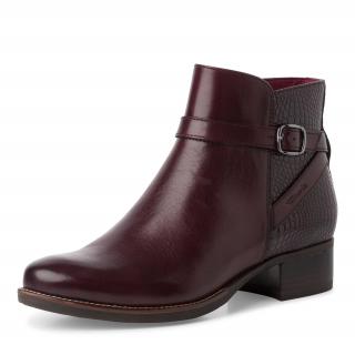 Elegantní kožená kotníková obuv Tamaris bordo Velikost: 38