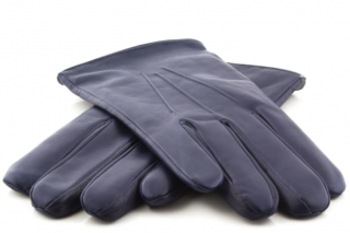Klasické pánské kožené rukavice s podšívkou - modrá Velikost: 8