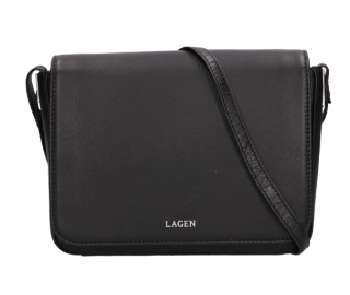 Klopnová kožená kabelka Lagen - černá