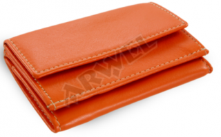 Kožená mini peněženka - oranžová