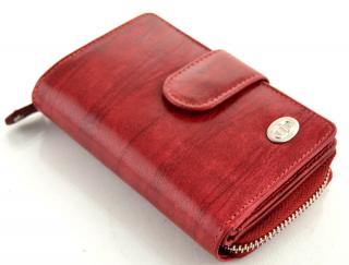Kožená peněženka DD s přezkou - červená