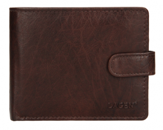 Kožená peněženka Lagen s přezkou - tmavě hnědá