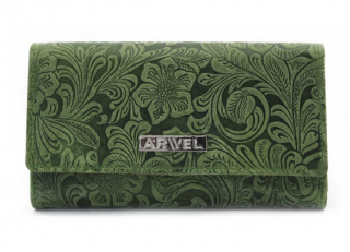 Kožená peněženka s ražbou Arwel - zelená