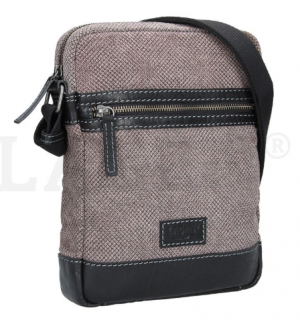 Koženo-textilní taška přes rameno - šedá