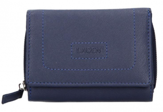 Menší kožená peněženka Lagen - modrá
